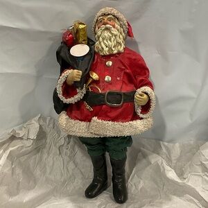 Kurt S. Adler Vintage Clothtique Fabric Mache Santa with Bag of Toys
